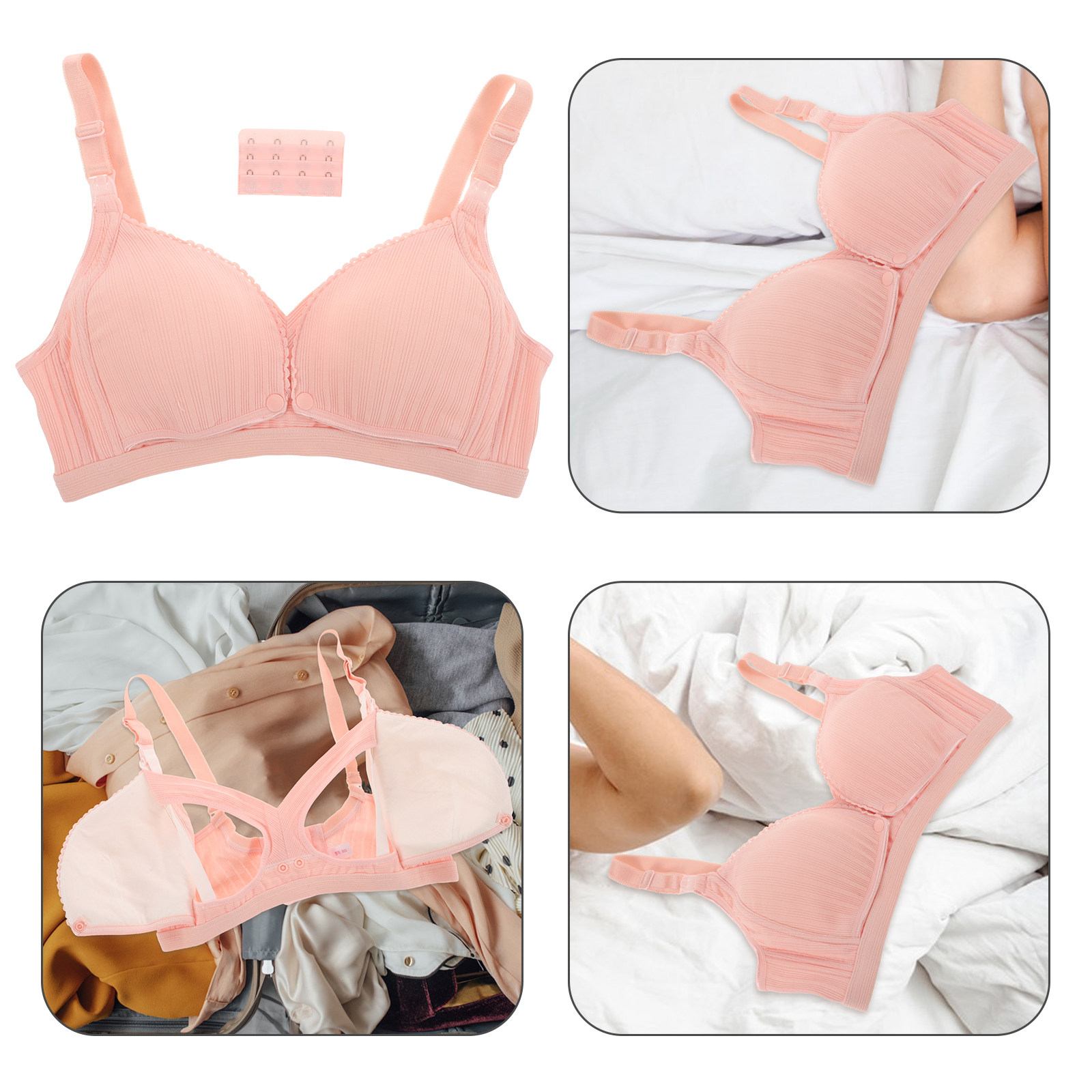 Nursing Bra Sleep - Still-BH, kabellos, rosa, 38 85, gerippt,